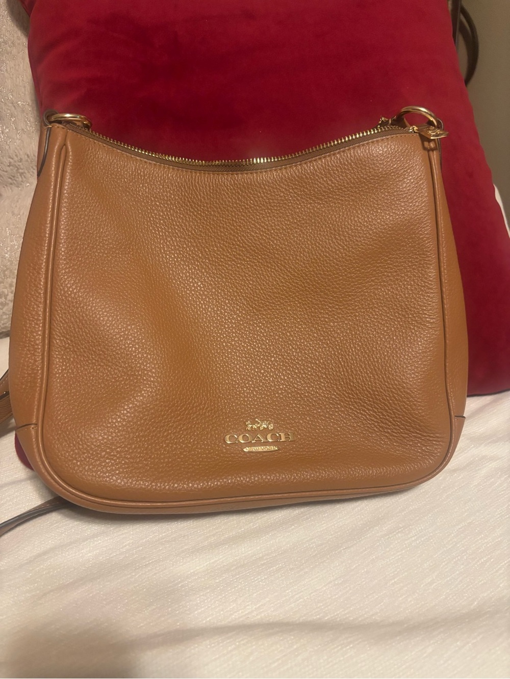 Coach Pebbled Leather Ellie file Bag in Saddle